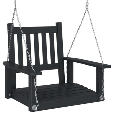 vidaXL Garden Swing Chair with Metal Chains Black Solid Wood Fir