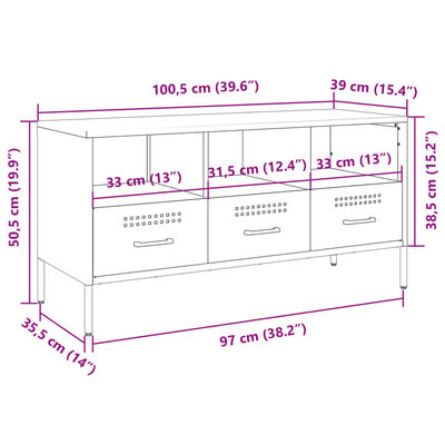 vidaXL TV Cabinet Olive Green 100.5x39x50.5 cm Steel