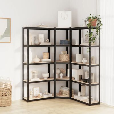 vidaXL 5-Layer Shelves 3 pcs Anthracite Steel&Engineered Wood