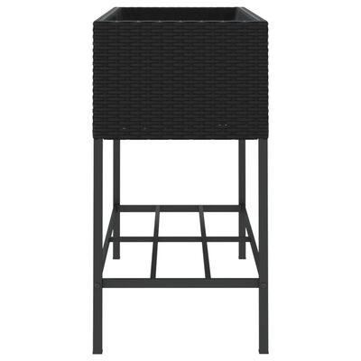 vidaXL Garden Planters with Shelf 2 pcs Black 90x40x75 cm Poly Rattan