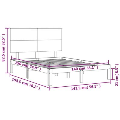 vidaXL Bed Frame without Mattress White 140x190 cm Solid Wood Pine