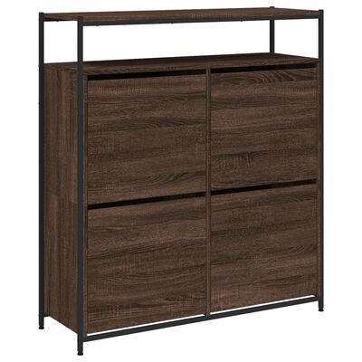 vidaXL Shoe Cabinet with 4 Flip-Drawers Brown Oak 100x34x112 cm