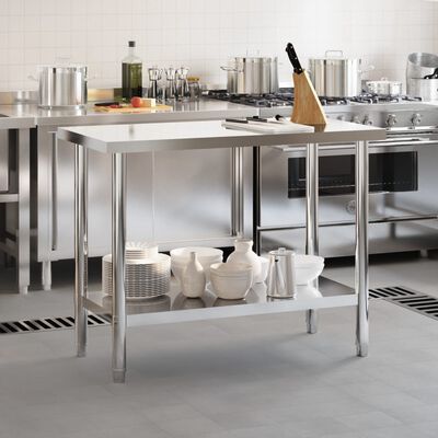 vidaXL Kitchen Work Table 110x55x85 cm Stainless Steel