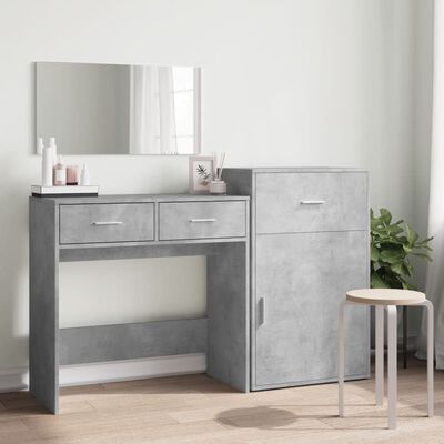 vidaXL 3 Piece Dressing Table Set Concrete Grey Engineered Wood