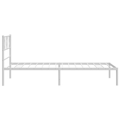 vidaXL Metal Bed Frame without Mattress with Headboard White 107x203 cm