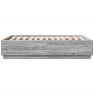 vidaXL Bed Frame with LED Lights Grey Sonoma 140x190 cm Engineered Wood