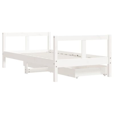 vidaXL Kids Bed Frame with Drawers White 80x160 cm Solid Wood Pine