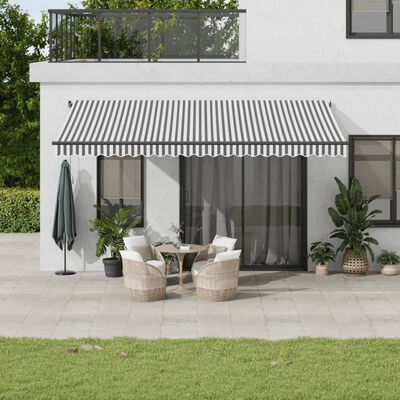 vidaXL Automatic Retractable Awning with LEDs Anthracite&White 500x300 cm