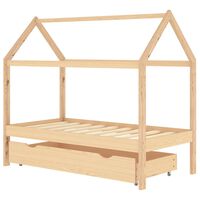 vidaXL Kids Bed Frame with a Drawer Solid Pine Wood 80x160 cm