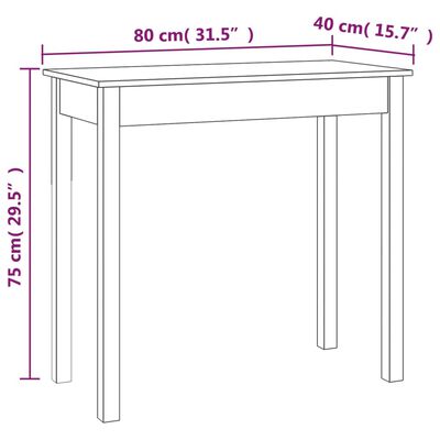 vidaXL Console Table 80x40x75 cm Solid Wood Pine