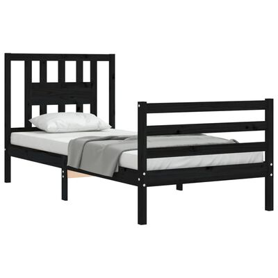 vidaXL Bed Frame without Mattress Black 100x200 cm Solid Wood