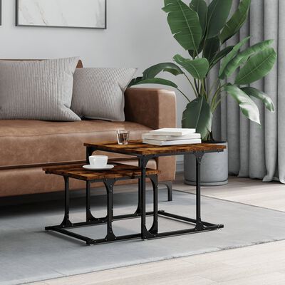 vidaXL Nesting Coffee Table 2 pcs Smoked Oak Engineered Wood