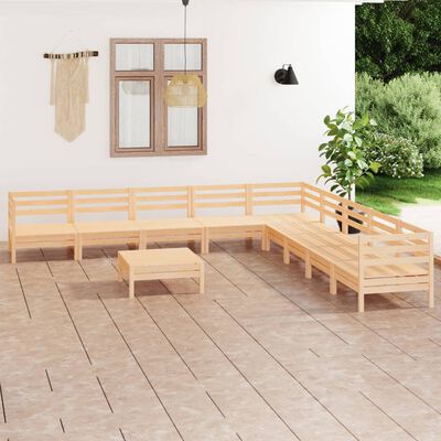 vidaXL 10 Piece Garden Lounge Set Solid Wood Pine