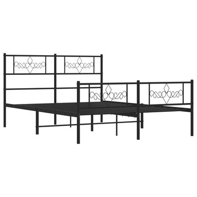 vidaXL Metal Bed Frame without Mattress with Footboard Black 150x200 cm King Size