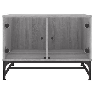 vidaXL Coffee Table with Glass Doors Grey Sonoma 68.5x50x50 cm