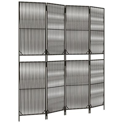 vidaXL Room Divider 4 Panels Grey Poly Rattan