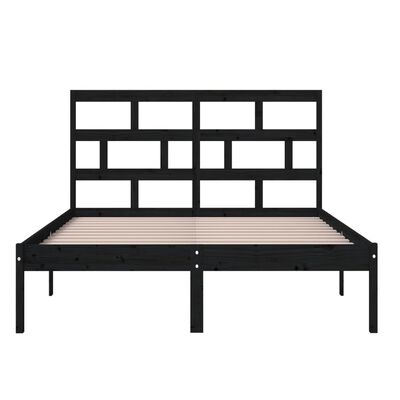 vidaXL Bed Frame without Mattress Black Solid Wood 120x200 cm (810016+814188)