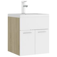 vidaXL Sink Cabinet with Built-in Basin White and Sonoma Oak Engineered Wood