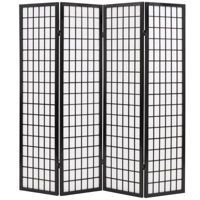 vidaXL Folding 4-Panel Room Divider Japanese Style 160x170 cm Black