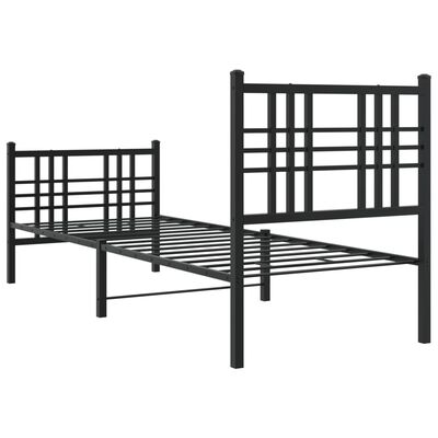 vidaXL Metal Bed Frame without Mattress with Footboard Black 75x190 cm Small Single