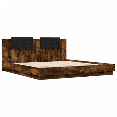 vidaXL Bed Frame without Mattress Smoked Oak 180x200 cm Super King