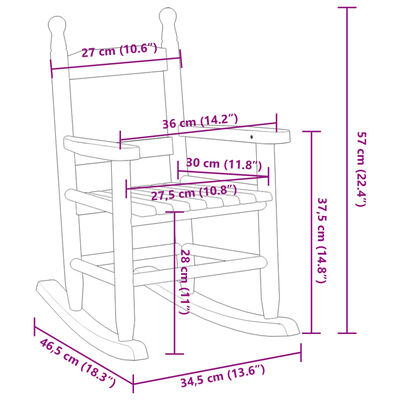 vidaXL Rocking Chair for Children Red Solid Wood Poplar