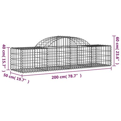 vidaXL Arched Gabion Baskets 12 pcs 200x50x40/60 cm Galvanised Iron