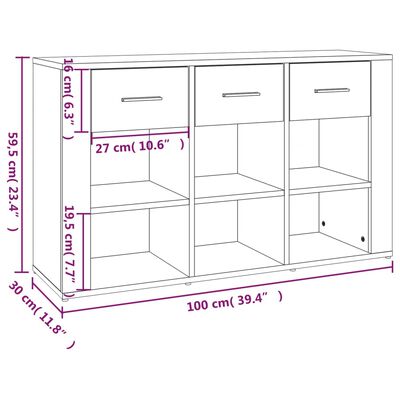 vidaXL Sideboard Black 100x30x59.5 cm Engineered Wood