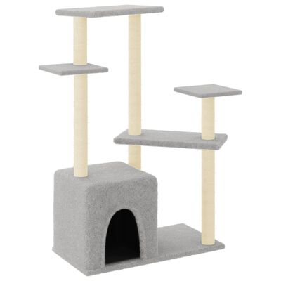 vidaXL Cat Tree with Sisal Scratching Posts Light Grey 107.5 cm