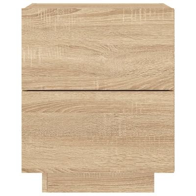 vidaXL Bedside Cabinet with LED Lights Sonoma Oak Engineered Wood