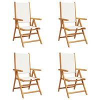 vidaXL Reclining Garden Chairs 4 pcs Cream White Fabric and Solid Wood