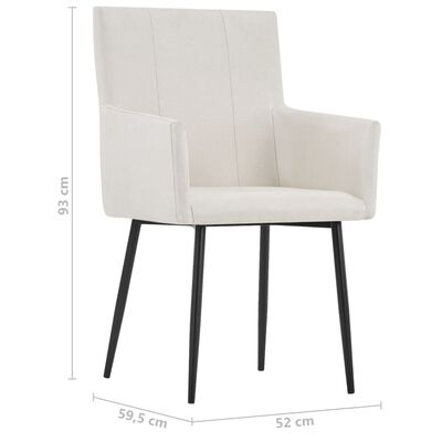 vidaXL Dining Chairs with Armrests 2 pcs Cream Fabric