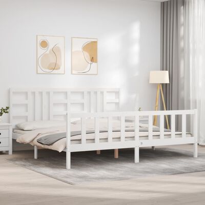 vidaXL Bed Frame without Mattress White 200x200 cm Solid Wood Pine