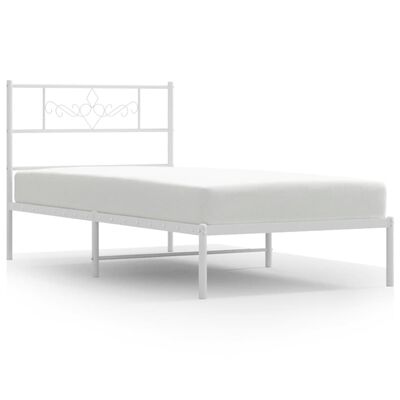 vidaXL Metal Bed Frame without Mattress with Headboard White 100x200 cm