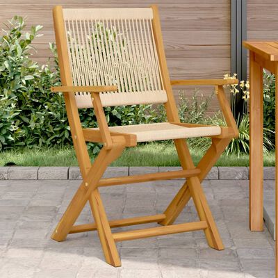 vidaXL Garden Chairs 2 pcs Beige Solid Wood Acacia and Polypropylene