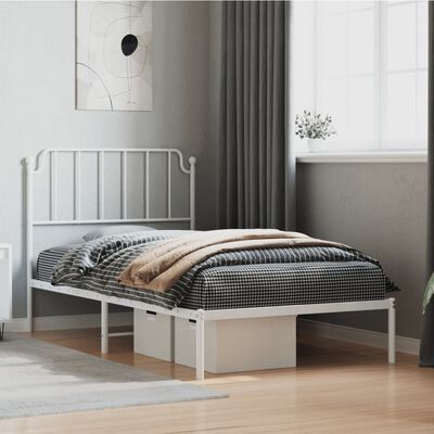 vidaXL Metal Bed Frame without Mattress with Headboard White 100x200 cm