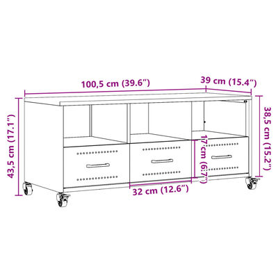 vidaXL TV Cabinet Olive Green 100.5x39x43.5 cm Steel