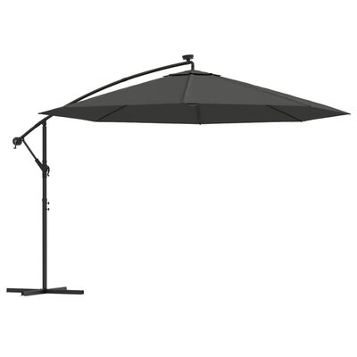 vidaXL Cantilever Garden Parasol with LED Lights and Metal Pole 350 cm Anthracite