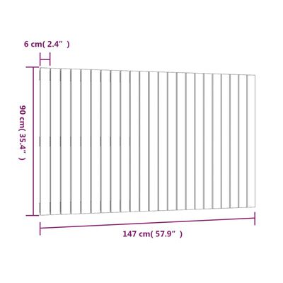 vidaXL Wall Headboard White 147x3x90 cm Solid Wood Pine