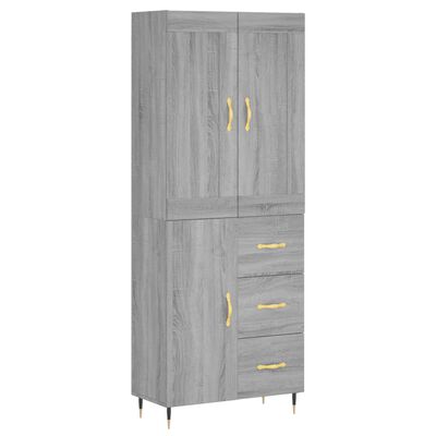 vidaXL Highboard Grey Sonoma 69.5x34x180 cm Engineered Wood