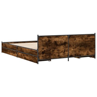 vidaXL Bed Frame with Drawers without Mattress Smoked Oak 160x200 cm