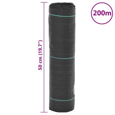 vidaXL Weed Membrane Black 0.5x200 m PP