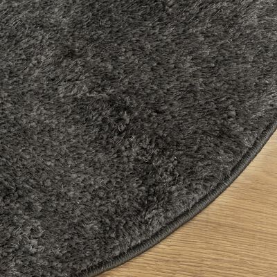 vidaXL Rug ISTAN High Pile Shiny Look Anthracite Ø 120 cm