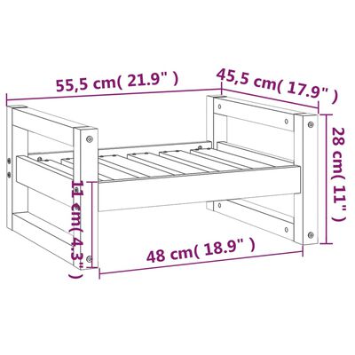 vidaXL Dog Bed Black 55.5x45.5x28 cm Solid Pine Wood