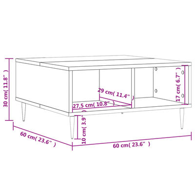 vidaXL Coffee Table Brown Oak 60x60x30 cm Engineered Wood