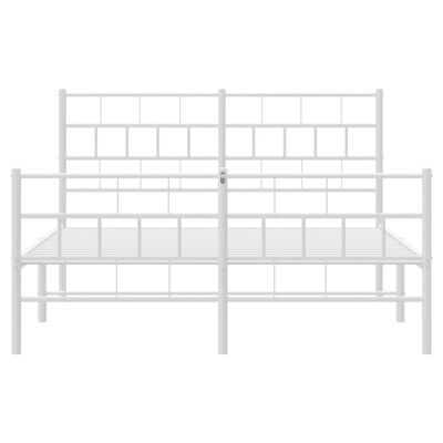 vidaXL Metal Bed Frame without Mattress with Footboard White 135x190 cm Double