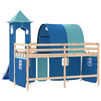 vidaXL Kids' Loft Bed with Tower without Mattress Blue 90x200 cm