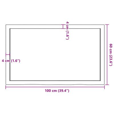 vidaXL Bathroom Countertop Dark Brown 100x60x(2-4) cm Treated Solid Wood