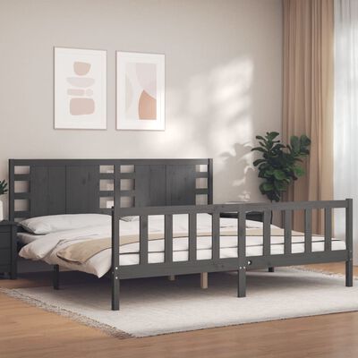 vidaXL Bed Frame without Mattress Grey 200x200 cm Solid Wood Pine