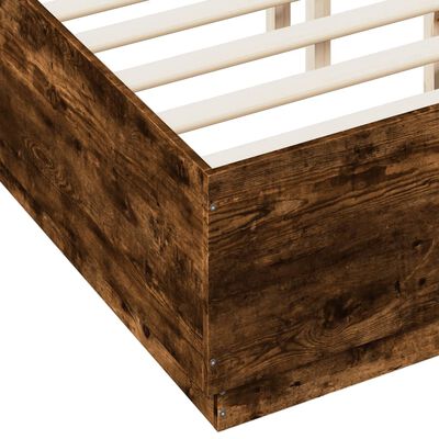 vidaXL Bed Frame with LED without Mattress Smoked Oak 120x190 cm Small Double